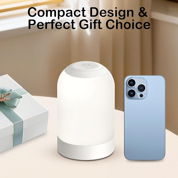 Rechargeable Night Light, LED Bedside Lamp with Brightness Memory, Portable Touch Table Lamp for Bedroom & Nightstand, Hanging Lantern for Camping, Emergency, Seniors