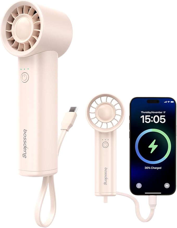 Portable Handheld Fan with Power Bank(High-Speed),3 IN 1 USB Rechargeable Mini Personal Fan with Flashlight,Small Size for Outdoor/Travel/Beach/Concerts/Summer.Gifts for Girl,Women.Pink