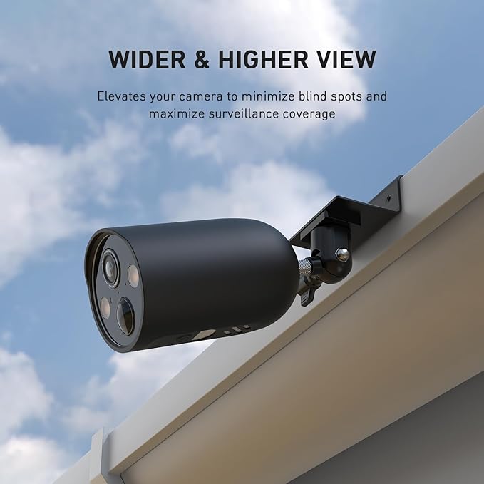 Holicfun Gutter Mount for Ring, Blink, Eufy, and Arlo Outdoor Security Cameras, No-Drill Installation, 360° Adjustable, Weather-Resistant, Black