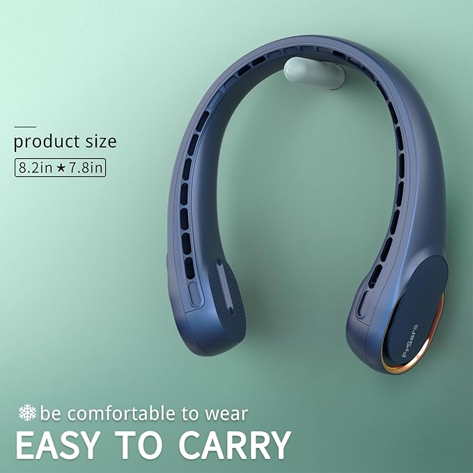 FrSara Neck Fan, Portable Personal Fan Strong Wind, 4000mAh, Air Volume,360° Cooling, No Hair Twisting, Air Volume On 2 Sides, Non-Slip, Quick Charge, Long Use Time, Birthday Gift for Women, Dad, Men