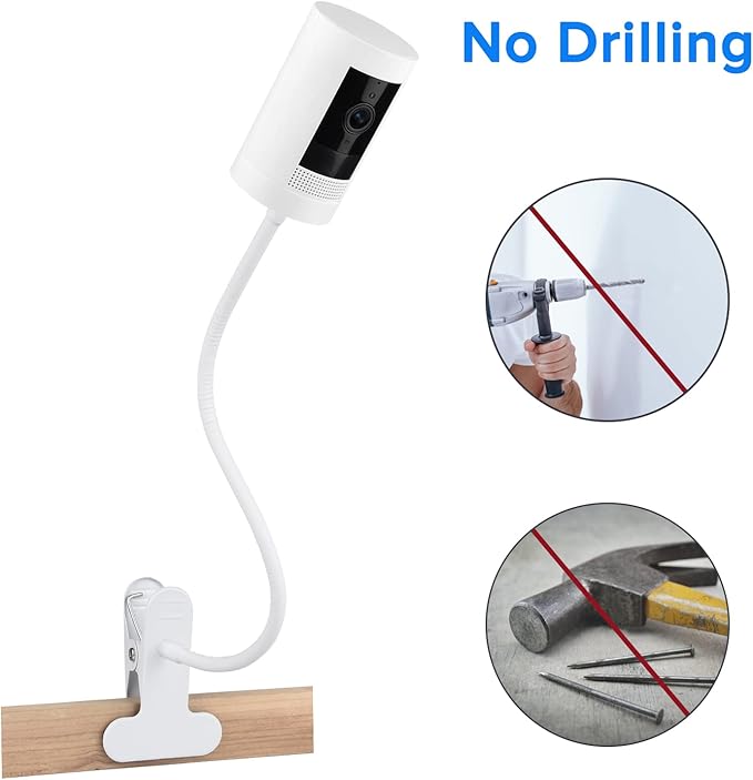 2Pack Clamp Mount for Stick Up Cam & Outdoor Cam Plus, Flexible Gooseneck Mounting Bracket to Attach Your Camera Anywhere with No Tools - White
