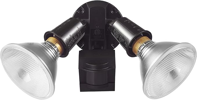 GLOBE Electric 240W Twin Head Motion Sensor Security Flood Light, 110° Detection, 60-Ft Range, Hardwired, Bronze Finish, Weather Resistant Outdoor Light, 17000268