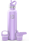 IRON °FLASK Camping & Hiking Hydration Flask with Straw, BPA-Free Insulated Stainless Steel Sports Water Bottle - 24 oz Lavender