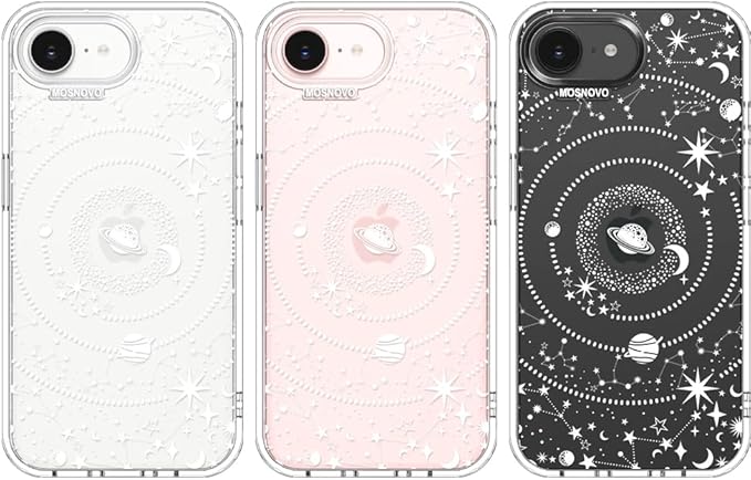 MOSNOVO for iPhone 17e Case/iPhone 16e Case, Shockproof Military-Grade Protection 6.6ft Drop Tested, Clear Phone Case for iPhone 16e / iPhone 17e, Galaxy Design