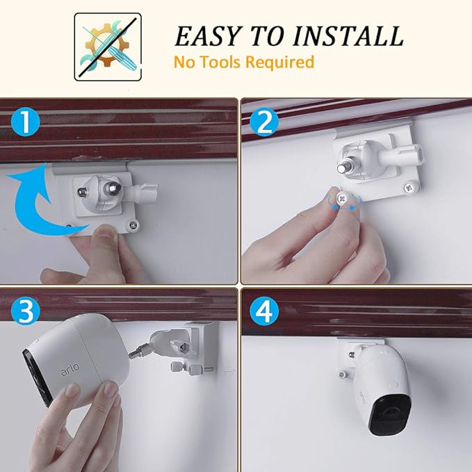 HOLACA Vinyl Siding Clips for Arlo,Stick Up Cam Roelink ZUMIMALL Eufy Security Camera, Hanger Hooks for Mounting Security Camera, Weatherproof Aluminum Alloy Material (2 Pack, White)
