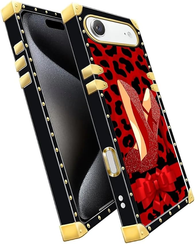 for iPhone 17 Air Case Luxury Golden Decoration for Girl Women Soft TPU Shockproof Protective Hard PC Back for iPhone 17 Air Crazy Pattern Elegant High Heels