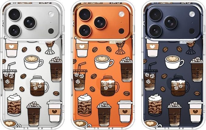 MOSNOVO for iPhone 17 Pro Case | Military Grade 6.6ft Drop Tested | Camera Control | Clear with Coffee Design