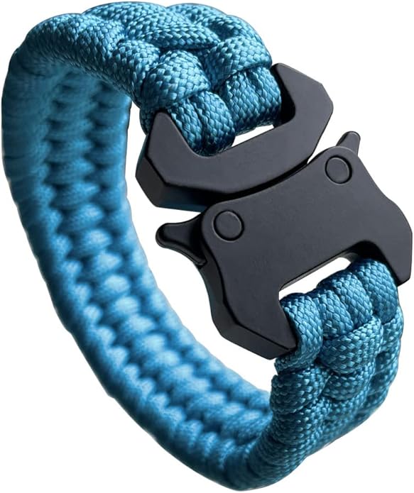 Parachute Cord Bracelets Trilobite Weaved Paracord Bracelet with Side Release Buckle 8.7 inch Black Bracelet for Men Women 1 Set