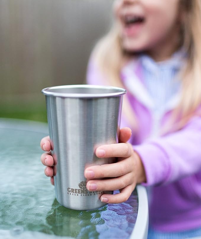 Stainless Steel Cups 10oz Tumbler (4 Pack) - Premium Metal Drinking Glasses | Stackable Durable Cup (10 oz)