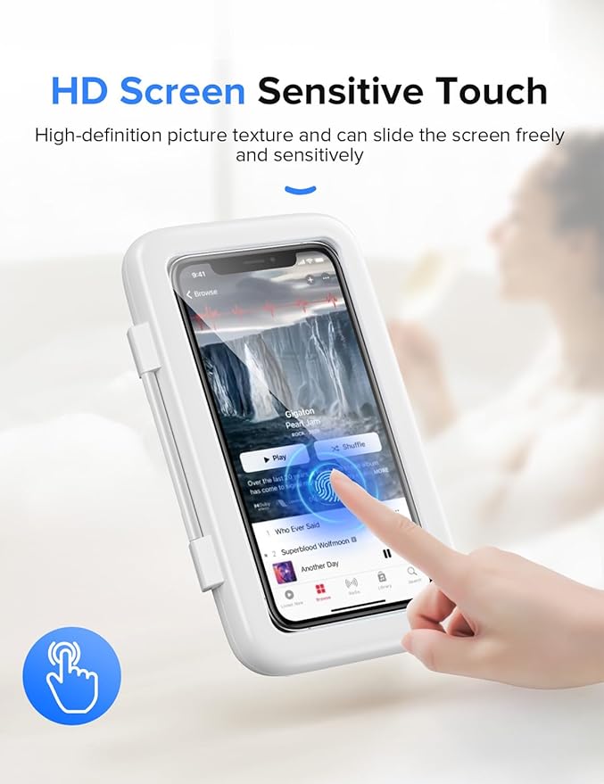 LC-dolida Shower Phone Holder Waterproof, 480° Rotatable Adjustable Bathroom Wall Phone Mount Stand, Anti-Fog High Sensitivity iPhone Case, Anti Fog Case Bathroom Accessories for 4-7'' Cellphones