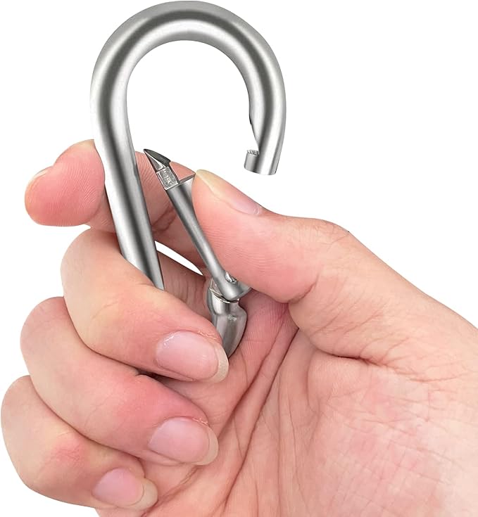 Locking Carabiner Clips, Stainless Steel Spring Snap Hook Locking Carabiner Heavy Duty - 304 Premium Stainless Steel Thumb Screw Carabiner Clip