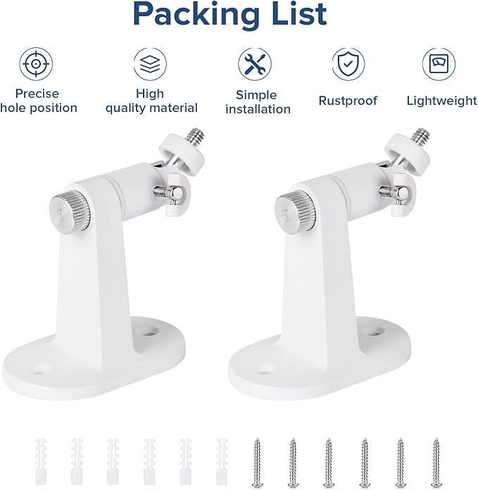 2Pack Wall Mount Compatible with eufyCam 2C/2C Pro, 2/2 Pro, 3C/S300, 3/S330, Also for SoloCam S220/C210, Adjustable Camera Mount Brackets for Eufy Camera Indoor/Outdoor - White