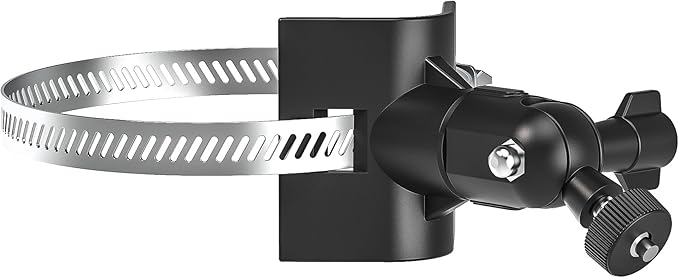 Universal Adjustable Stainless Mount Bracket Outdoor Security Camera 360 Degree Hoop Hose Clamp Pipe Poles Mount No-Drill Holes Compatible with Reolink/Nest/Arlo/Eufy/Wyze and Other Camera (Black)