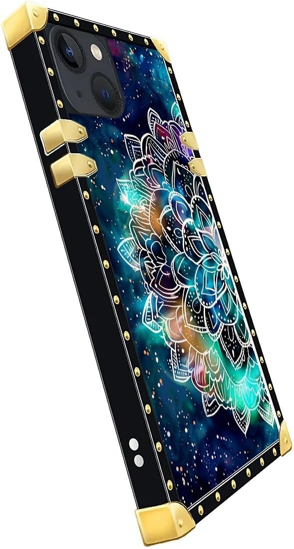 Compatible with iPhone 14 Case, Starry Sky Colourful Mandala Luxury Golden Decoration for Girl Women Soft TPU Shockproof Protective Hard PC Back for iPhone 14