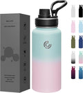 Sports Water Bottle 32oz, Insulated Water Bottle with Handle,Stainless Steel,Simple Modern,Suitable for Travel, School, Boy, Girl(Bubble Gum)