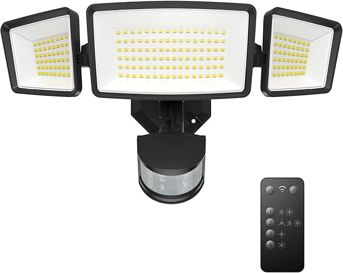 TECKNET Flood Motion Sensor Outdoor Lights, 4200LM 150LEDS Lights Outdoor with 4 Modes, IP66 Waterproof, Ideal for Garage, Patio, Yard
