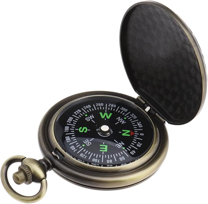 Create idea Retro Portable Compass Camping Survival Compass Metal Pocket Compass Kids Compass for Hiking Camping Hunting Outdoor Military Navigation Tool