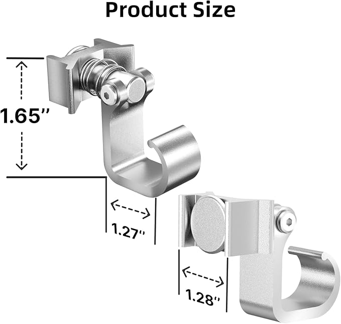 4 Pack L Track Hooks with Single Stud Fitting, Spring-Loaded Adjustable Gear Hook, Aluminum L Track Accessories for Trailer, Truck, Garage, Tie Down System, 100LBS Max Load Capacity – Silver