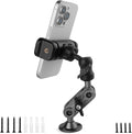 Wall Mount Phone Holder Drilling Base Heavy Duty iPhone Stand,360° Adjustable 2-Stage Arms Mount for Wall/Desk/Car/Truck/Van Dashboard,Compatible with 3.5~7.5" iPhone/HTC/LG/Nexus/Huawei Smartphone