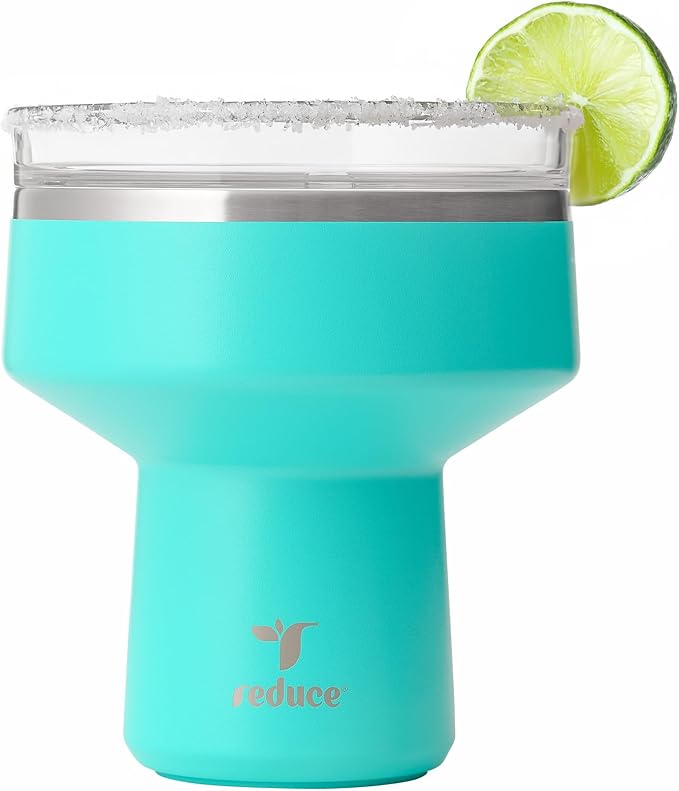 REDUCE Saltini 16 oz Cocktail Tumbler - Insulated Margarita Tumbler with Lid - Keeps Drinks Cold for 10 Hours - 360 Sippable Martini Glass Alternative - Shatterproof, Perfect for Parties-Ocean Breeze
