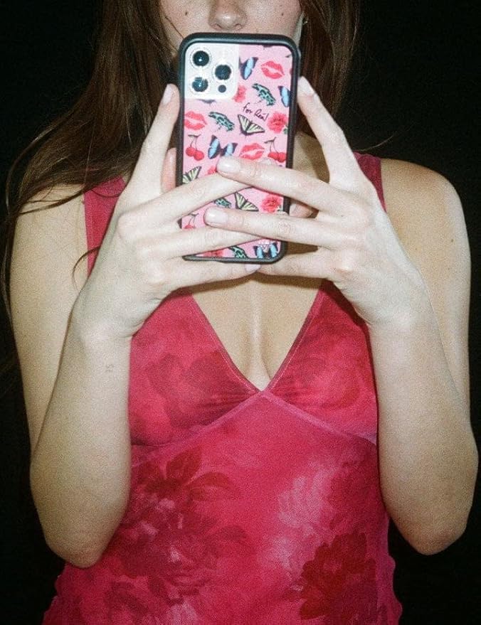 Wildflower Cases - Compatible with iPhone 13 Pro | Protective Black Bumper, 6.5ft Drop Test Certified, Women Owned Small Business | Red, Frogs, Collab | Collab - Realisation Par x Devon Lee Carlson