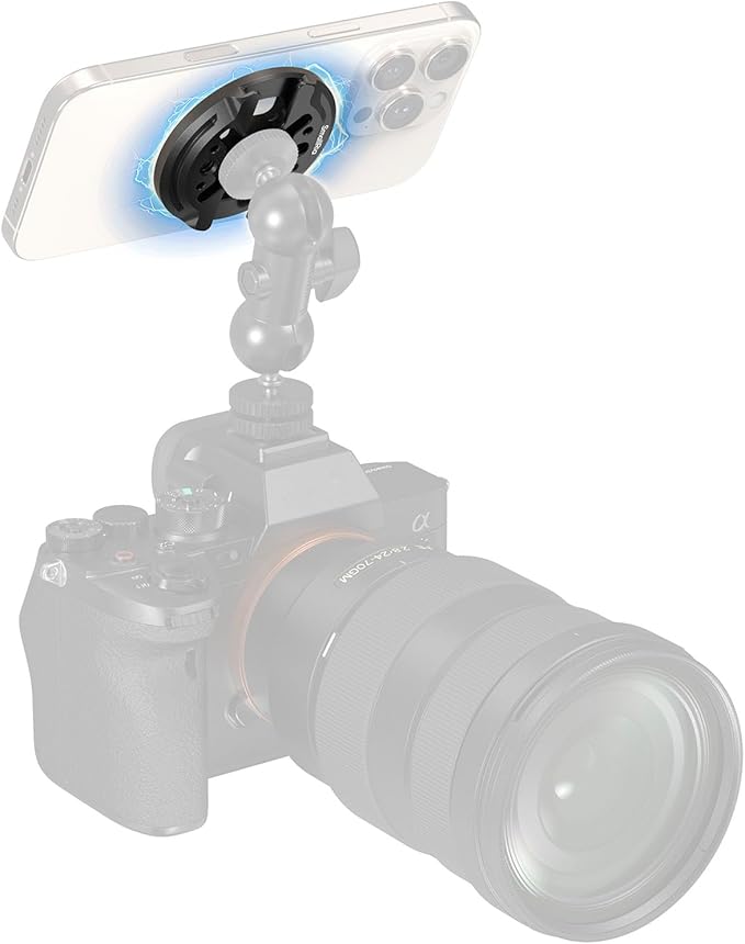 SMALLRIG Magnetic Phone Mount Plate for iPhone 17/16/15, with Cold Shoe Mount & 1/4"-20 Threaded Hole, for DJI Mic 2, Ball-Head Selfie Sticks, Vlogging, Live Streaming, Smartphone Filming-5155