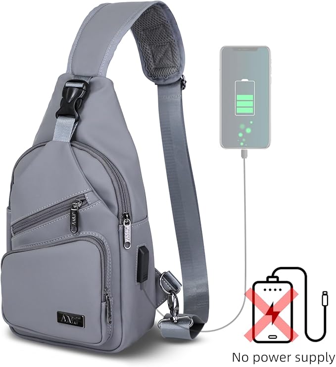 AMJ Crossbody Sling Bag Men Women, Casual Shoulder Backpack, Chest Daypack Satchel for Hiking Travel