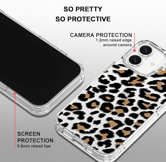 MOSNOVO for iPhone 17 Case | Military Grade 6.6ft Drop Tested | Camera Control | Clear with Leopard Print Design