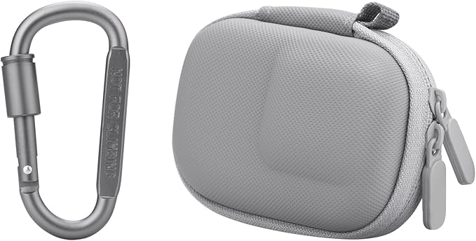 Carrying Case for DJI Osmo Action 5 Pro/4/3, Small Storage Bag for GoPro, PU Hard Travel Protector Case for Insta360 Ace/Ace Pro/2 with Wrist Strap & Carabiner Protective Accessories(Grey)