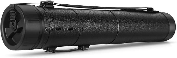 Flexzion Poster, Art, Document Tube with Strap, Expandable Waterproof Plastic Container, Telescoping Cylindrical Storage Case, Portable Paper Holder for Draft Sketch Blueprint, 4.7 IDx31.7-51.2 Inch