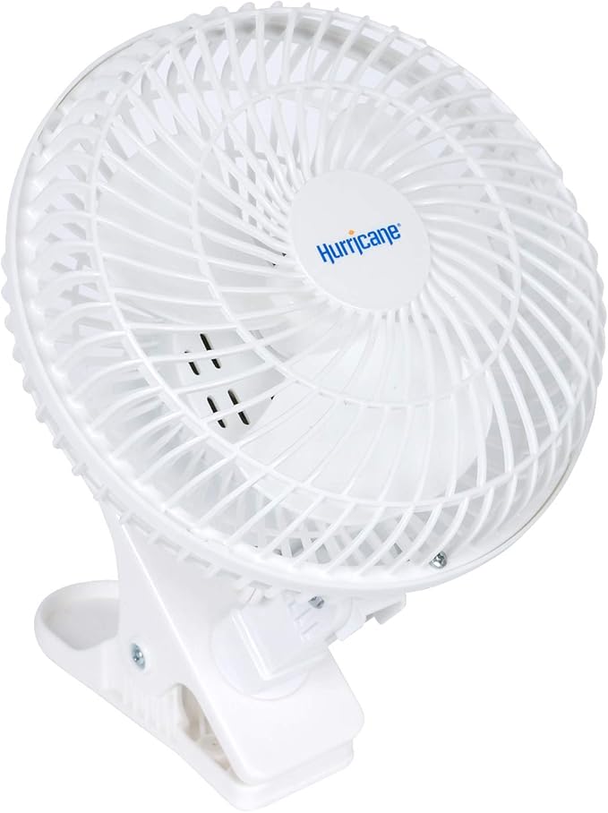 Hurricane Classic 6 Inch Clip Fan, 2 Speed Portable Desk Table Fan with Tilt, White