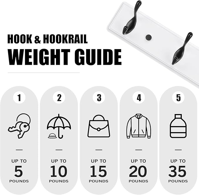 Badiano Wooden Coat Rack, Wall-Mounted Organizer for Closet, Entryway, Hallway, Foyer, Bedroom, Heavy Duty Double Hooks for Hanging Towels, Bags, Hats, Jackets, Key (WhiteBlack, 4 Hooks)