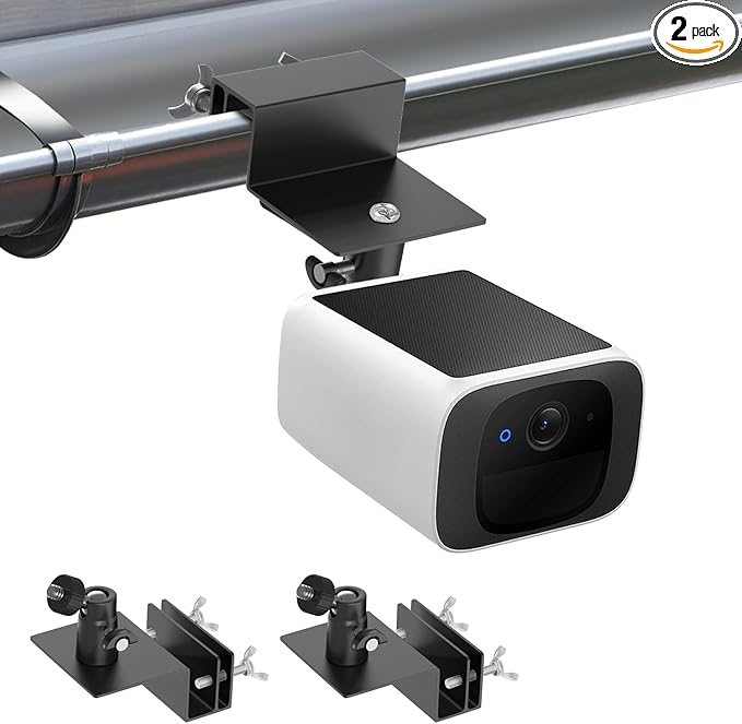 2Pack Gutter Mount Compatible with eufy Security SoloCam S220/C210, eufyCam 2C/2C Pro/S3 Pro, 3/S330, 2/2 Pro, 3C/S300, 360°Adjustable Weatherproof Mounting Bracket for Eufy Security Camera - Black