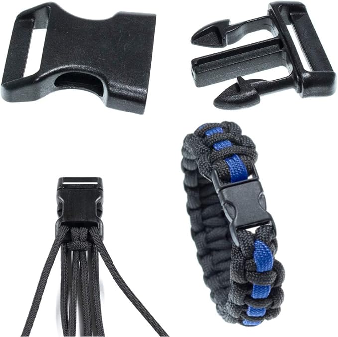 Black Plastic Side Release Buckles for Paracord Bracelets (1 Inch, 25 Pack)