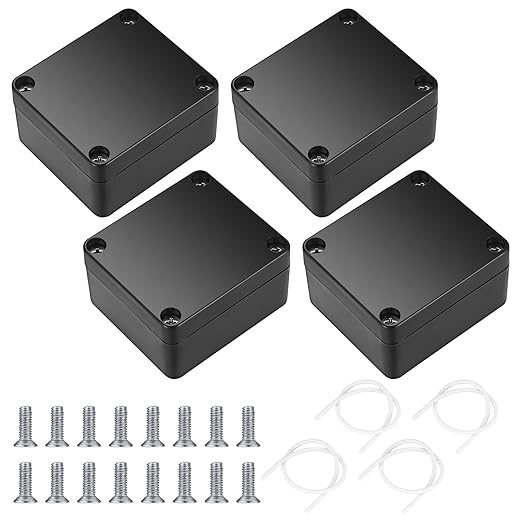 Project Box, 4 Pcs Electrical Junction Box, IP65 Waterproof Electrical Project Case, ABS Plastic Dustproof Outdoor Electrical Boxes, Electronic Junction Box Power Enclosure, 2.5x2.3x1.4 inch (A)