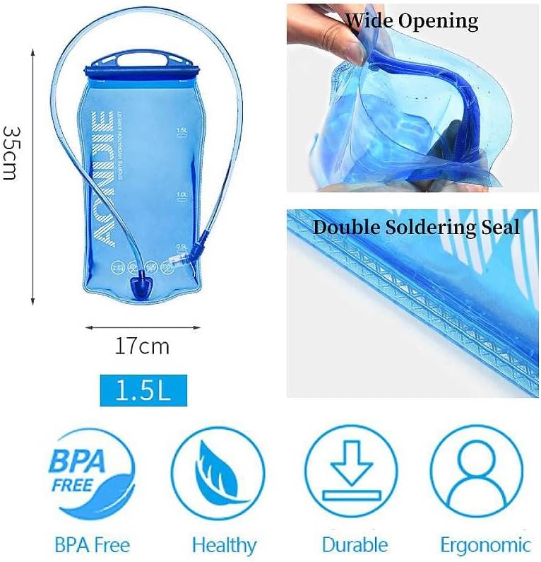 AONIJIE Leakproof Hydration Bladder Water Reservoir, 1L /1.5L/ 2L / 3L Hydration Reservoir, Big Opening, BPA Free for Outdoor Hiking Cycling Running Climbing Trave
