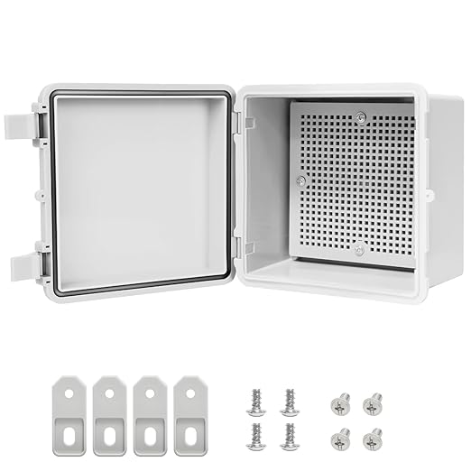 Junction Box, ABS Plastic IP65 Waterproof Dustproof Universal Electrical Enclosure Hinged Shell Outdoor and Indoor Usage Project Box, 5.9"x 5.9"x 3.5"(150x150x90mm), Grey