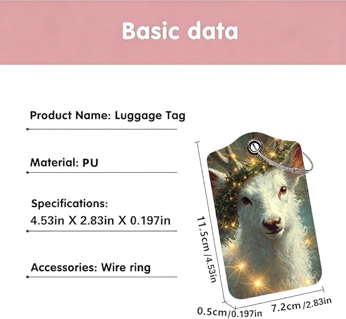 2 Pack Magical White Deer Luggage Tags, Enchanted Forest ID Tags with Privacy Cover, PU Leather Bag Identifiers, Spring & Summer Travel Essentials, Mother's Day