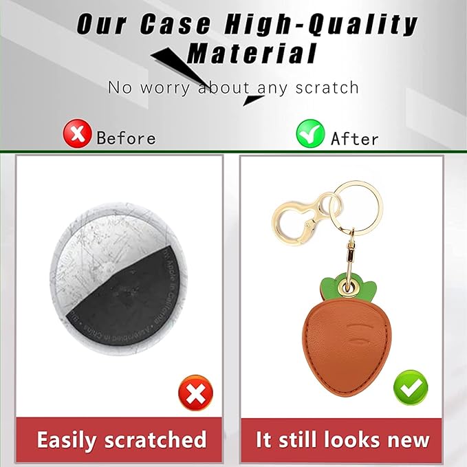 Leather Keychain Holder Case Compatible with AirTag,Cute air tag Cover with Keychain Ring,GPS Tracker Case for Keys