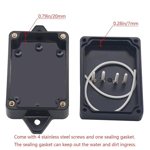 Junction Box IP65 Waterproof ABS Plastic Electrical Project Case Power Junction Boxes, Project Box with Fixed Ear Black 3.3 x 2.3 x 1.3Inch (83 x 58 x 33mm)