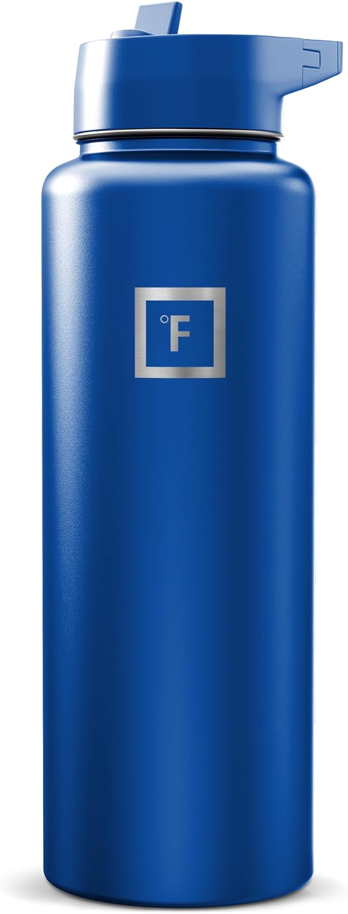 IRON °FLASK Camping & Hiking Hydration Flask with Straw, Wide Mouth Insulated Stainless Steel Sports Water Bottle - Twilight Blue 40 oz - Straw (1 Lid)