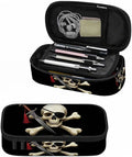 Skull Pirate Pencil Case Crossbones Eye Halloween Day Of The Dead Black Pencil Bag Pouch Box Organizer for College School Students Boy Girl