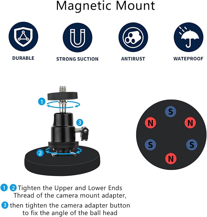 TEKCAM Magnetic Camera Mount Compatible with Outdoor Cam Plus(new-est Model), Stick up Cam Battery(2nd, 3nd), Indoor Outdoor Camera Magnetic Mount, Rubber Coated Base Magnets, 2Pack