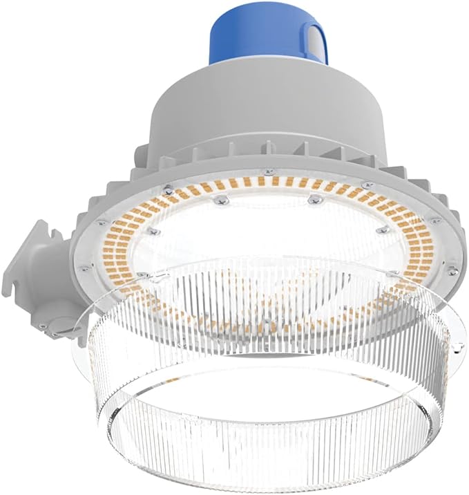 Lithonia Lighting BarnGuard LED Barn Light, Dusk to Dawn Outdoor Lighting with Adjustable Brightness and Color Temperature, Wall or Pole Mountable Yard Light Fixture, MVOLT, Aluminum, Gray