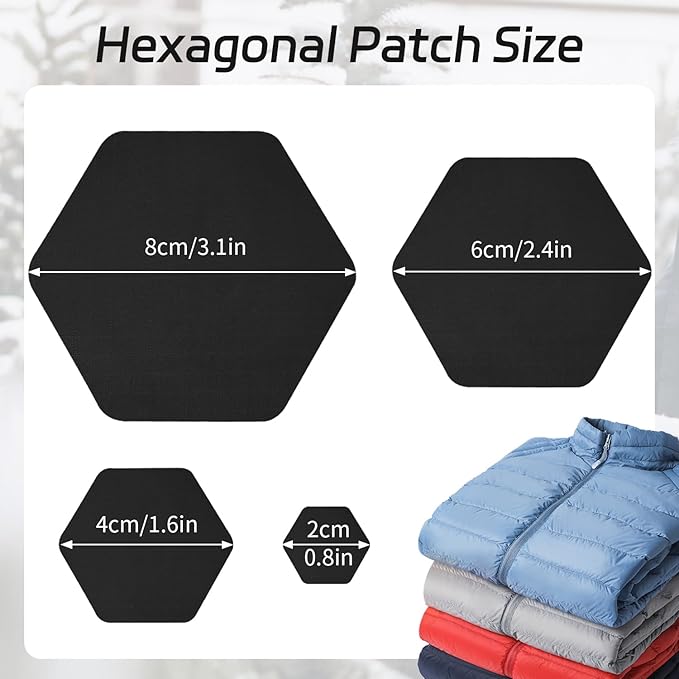 J.CARP 8PCS Nylon Repair Patches, Self Adhesive & Waterproof Patches, Nylon Repair Patches for Down Jacket, Clothing, Holes, Tents, Sleeping Bags, Umbrella, Etc(Black)