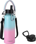 KXIAOCHEN Insulated Water Bottle, Stainless Steel Water Bottle, 2 Lids (Straw and Handle Lid),Wide Mouth Metal Water Bottles Keep Hot and Cold, Double Walled, Thermo Mug, Metal Canteen