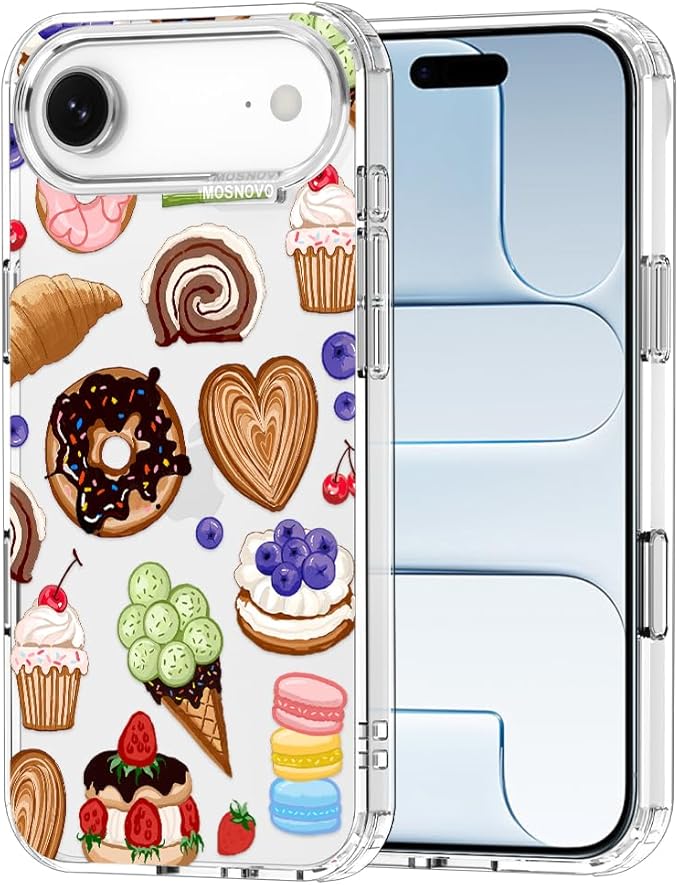 MOSNOVO for iPhone Air Case, Shockproof Military-Grade Protection 6.6ft Drop Tested, Camera Control, Clear Phone Case for iPhone 17 Air, Sweet Treats Design