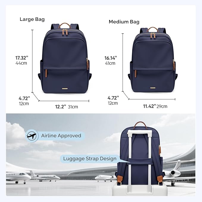 GOLF SUPAGS Women Laptop Backpack Casual Daypack for Work Travel College Backpack Purse Fits 15.6 Inch Notebook (Navy Blue)