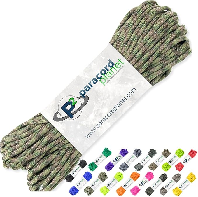 Paracord Planet 100 Feet Hanks Parachute 550 Cord Type III 7 Strand Paracord Multi Camo