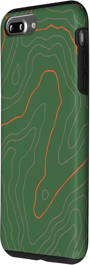 Backcountry Topo Guide Orange Lines Topographical Map Case for iPhone 7 Plus/8 Plus